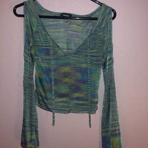 Bebe off the shoulder tie up shirt